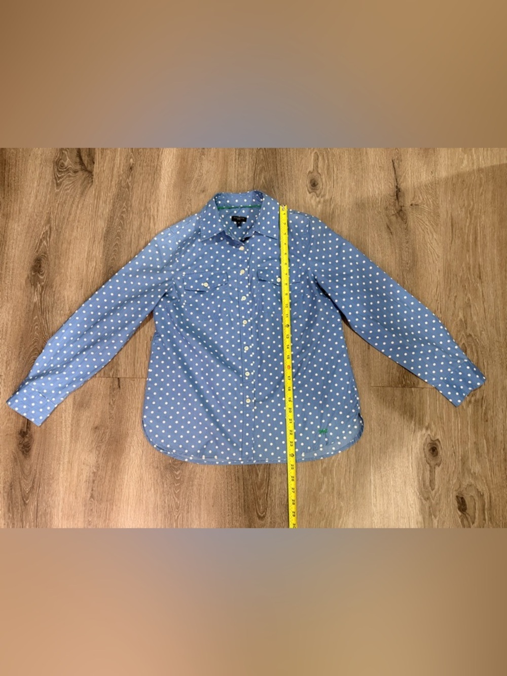 Talbots Blue Polka Dot Button-Up Shirt - Picture 3 of 8